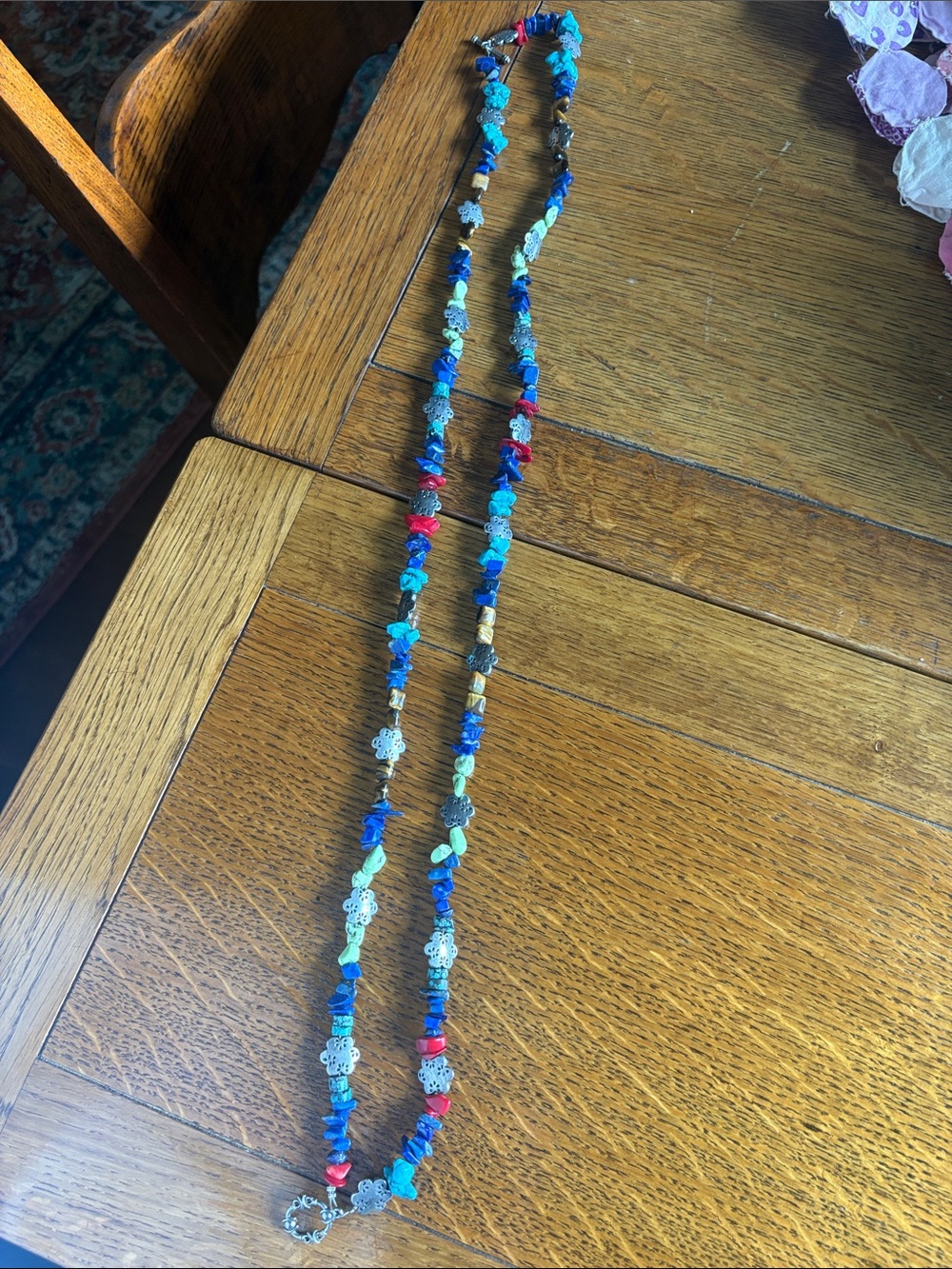 Blue Multicolor Beaded Long Necklace